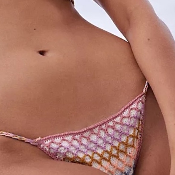 New Anna Kosturova x Free People Michelle Mesh Crochet XS Pink Handmade Bottoms - Picture 7 of 8